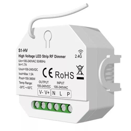 S1-HV valdiklis, 1 kanalo, 230V, 150-360W, Push-Dimm