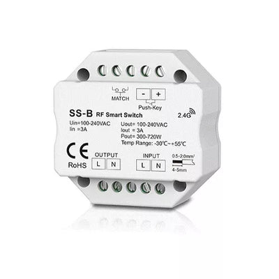 SS-B vieno kanalo 230V valdiklis be pritemdymo funkcijos + Push Key